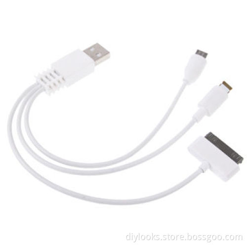 3-in-1 USB 2.0 Micro USB Multifunctional Dual USB Charger Data Cable for iPhone and Other Phones